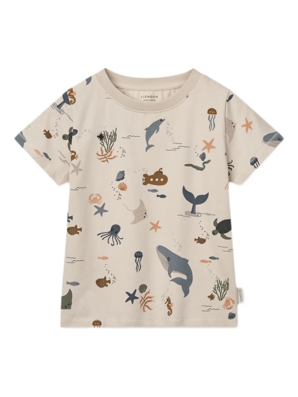 NWT Liewood Apia Fish Organic Cotton T-shirt | Sea creature/Sandy 12 Months